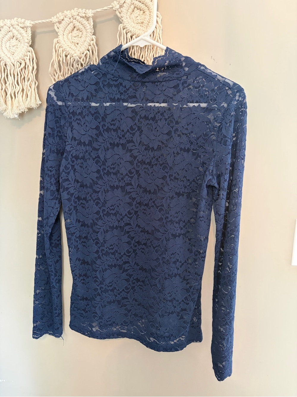 Sheer Floral Lace Mock Neck Top